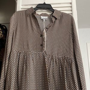 GANNI NWT checkered oversized dress. size 36